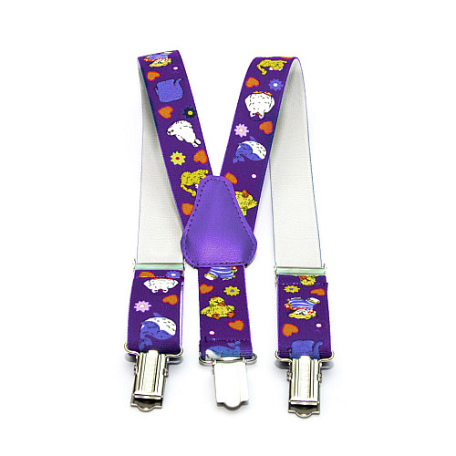 Дитячі фіолетові підтяжки Gofin зі звірятами PBD-15012