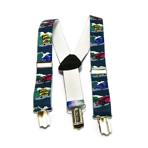 Детские синие подтяжки Gofin с грузовиками PBD-15015