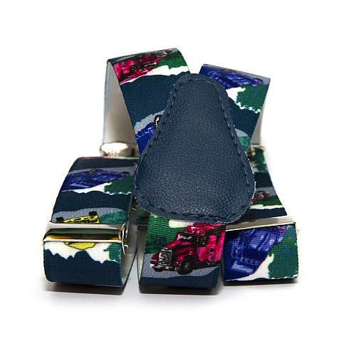 Детские синие подтяжки Gofin с грузовиками PBD-15015