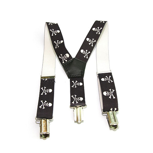 Детские черные подтяжки Gofin с черепами PBD-15017