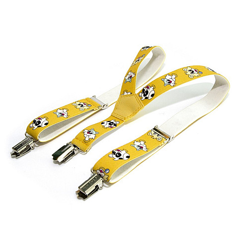 Детские желтые подтяжки Gofin с котиками и собачками PBD-15020