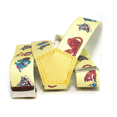 Дитячі жовті підтяжки Gofin з котиками PBD-15021