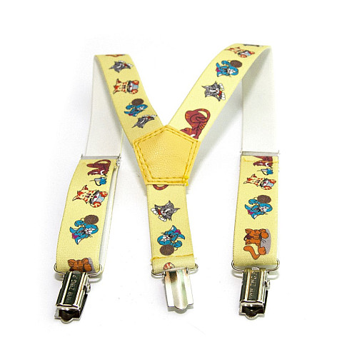 Дитячі жовті підтяжки Gofin з котиками PBD-15021