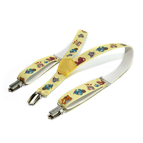 Дитячі жовті підтяжки Gofin з котиками PBD-15021