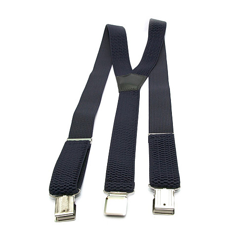 Подтяжки удлиненные (баталы) Gofin темно-синие Y образные 4 см PBP-4658