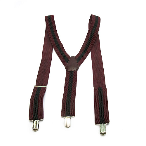 Підтяжки Gofin чоловічі бордові в чорну смужку PBP-4642