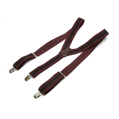 Підтяжки Gofin чоловічі бордові в чорну смужку PBP-4642