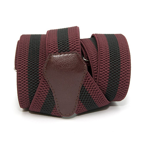 Підтяжки Gofin чоловічі бордові в чорну смужку PBP-4642