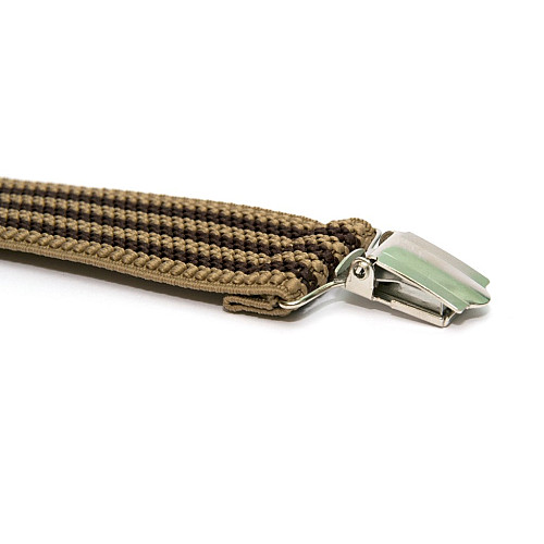 Підтяжки Gofin чоловічі бежеві в коричневу смужку PBP-4644