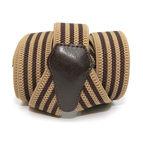 Підтяжки Gofin чоловічі бежеві в коричневу смужку PBP-4644