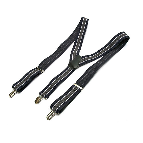 Подтяжки Gofin мужские темно-синие в серую полоску PBP-4647