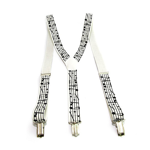 Підтяжки білі Y образні Gofin з нотами 2,5 см pbp-4662