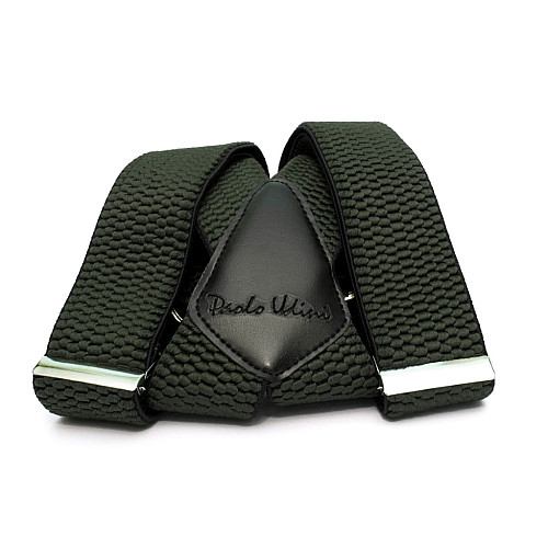 Підтяжки чоловічі Х подібні темно-зелені PBX-5552