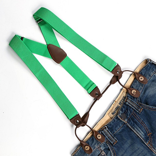 Подтяжки на пуговицу зеленые PNP-5801