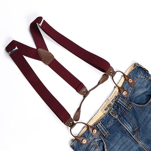 Підтяжки на гудзик бордові PNP-5806