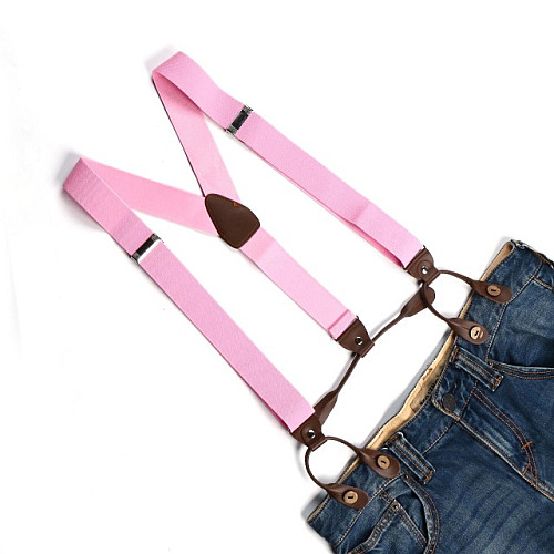 Подтяжки на пуговицу розовые PNP-5808