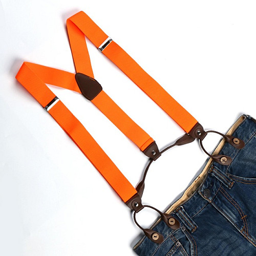 Подтяжки на пуговицу оранжевые насыщенные PNP-5810