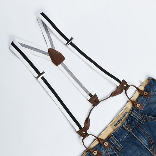 Подтяжки на пуговицу черно-белые PNP-5816