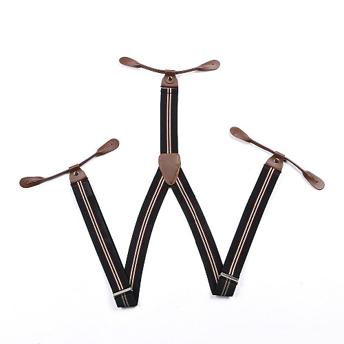 Подтяжки на пуговицу черные в полоску PNP-5818