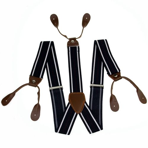 Підтяжки на гудзик темно-сині в смужку PNP-5820