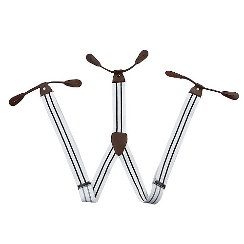 Подтяжки на пуговицу белые в черную полоску PNP-5821