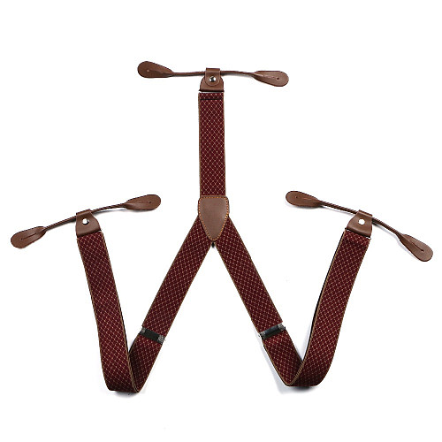 Підтяжки на гудзик бордові в ромбіки PNP-5822