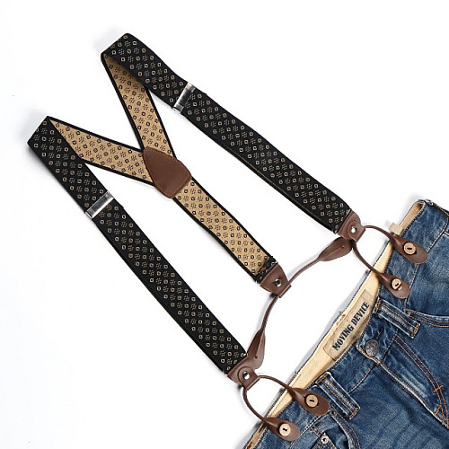 Подтяжки на пуговицу черные ретро PNP-5824