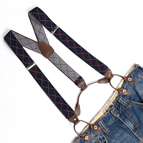 Подтяжки на пуговицу с ромбиками PNP-5826