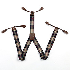 Подтяжки на пуговицу сине бежевые в клетку PNP-5827