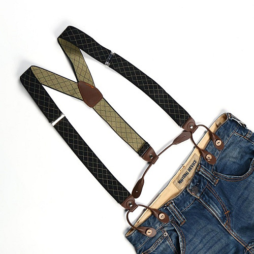 Підтяжки на гудзик чорні в ромбіки PNP-5828