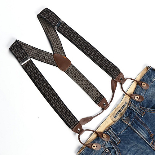 Підтяжки на гудзик чорні в ромбіки PNP-5832