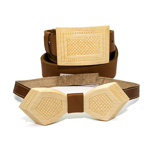 Набір дерев’янний метелик Gofin плюс ремінь з дерев’яною пряжкою RDB-3901