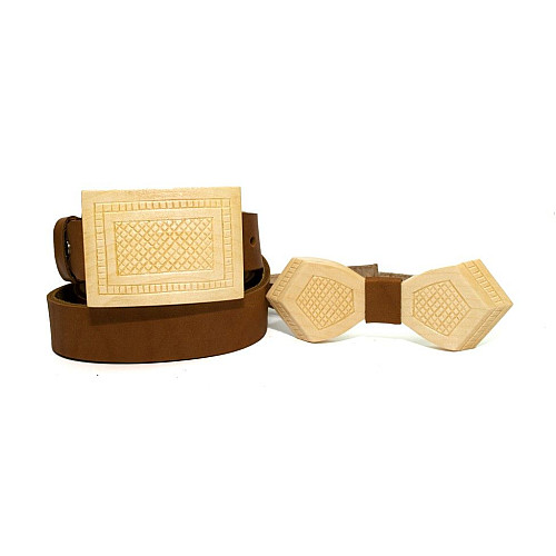 Набір дерев’янний метелик Gofin плюс ремінь з дерев’яною пряжкою RDB-3901