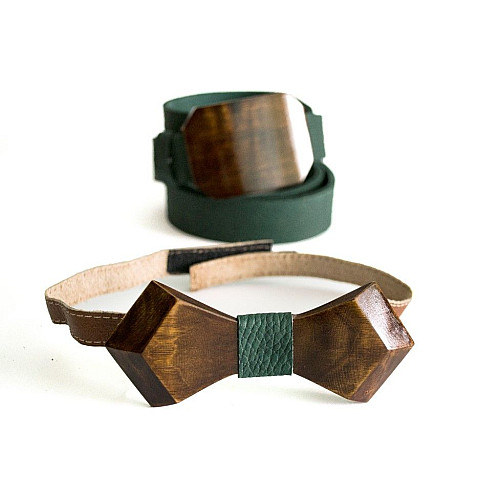 Набор ремень с деревянной пряжкой плюс деревянная бабочка Gofin RDB-3904