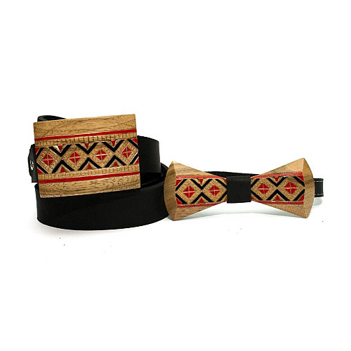 Набор деревянная бабочка Gofin + ремень с деревянной пряжкой RDB-3907