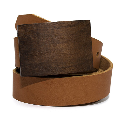 Набір ремінь з дерев’яною пряжкою коричневий плюс метелик Gofin RDB-3911