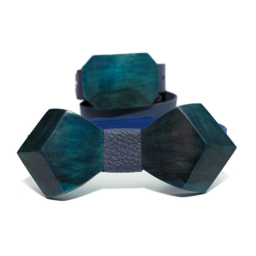 Набір синій ремінь з дерев’яною пряжкою плюс метелик Gofin RDB-3912