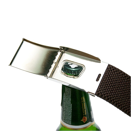 Темно-коричневий стрейчевий ремінь Gofin  з відкривачкою для пива RGN-2189