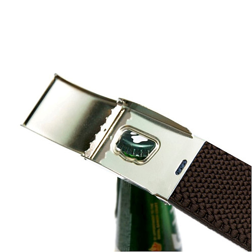 Стрейчевий темно-коричневий ремінь Gofin  з відкривачкою для пива RGN-2209