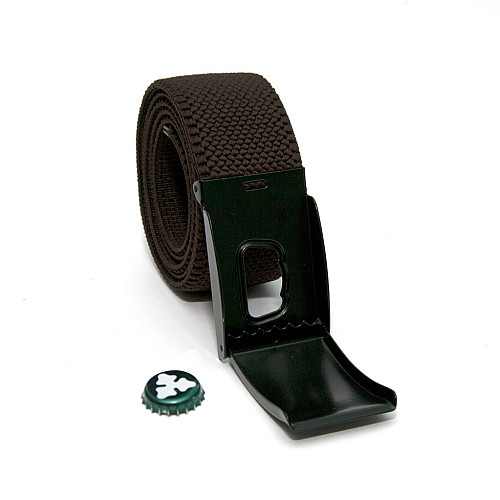 Стрейчевий темно-коричневий ремінь Gofin  з відкривачкою для пива RGN-2209