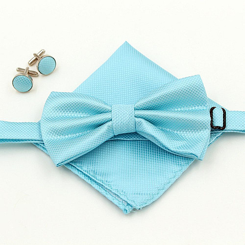 Набір бірюзовий в ромбіки, метелик, хустинка, запонки BZP-0503
