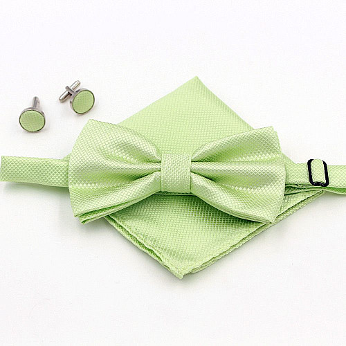 Набор Мятный в ромбики, бабочка, платок, запонки BZP-0504