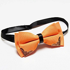 Краватка метелик двошарова Помаранчева з металевими кутами Bj-44-10