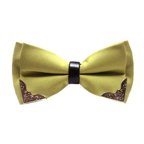 Галстук бабочка двухслойная Оливковая с металлическими углами Bj-44-20