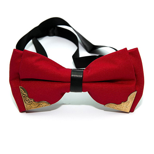 Краватка метелик двошарова Червона з металевими кутами Bj-44-21