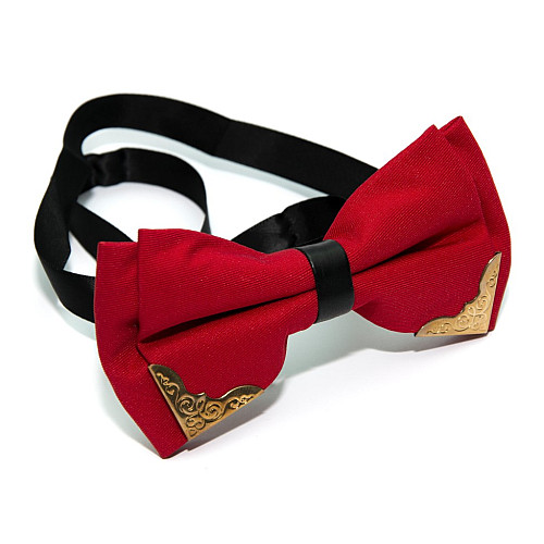 Краватка метелик двошарова Червона з металевими кутами Bj-44-21