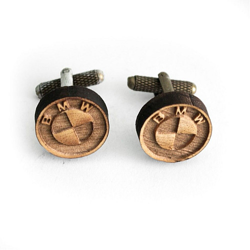 Деревянные запонки круглые BMW DZP-0613