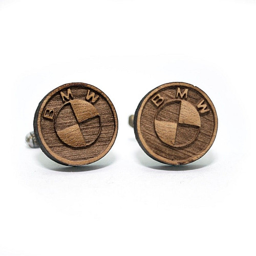 Деревянные запонки круглые BMW DZP-0613