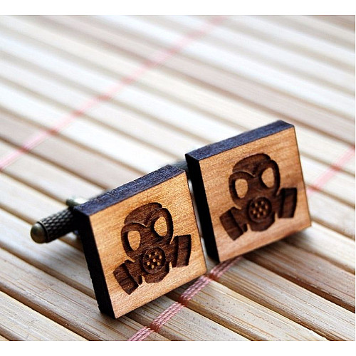 Запонки дерев’яні з протигазом DZP-0636