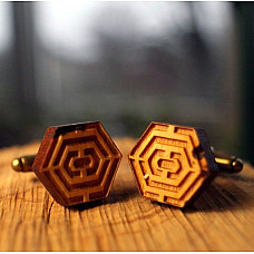 Запонки деревянные шестигранные с вырезами DZP-0638